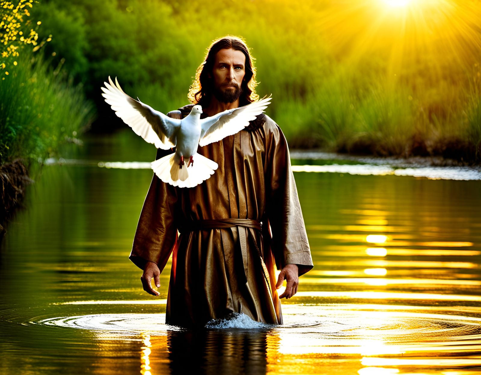 Baptism of Jesus with Dove and Heavenly Light