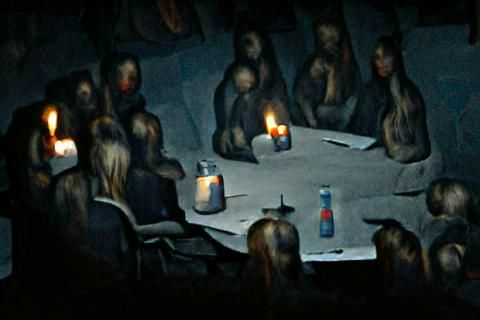 Cult Meeting in Dark Room as Concept Art