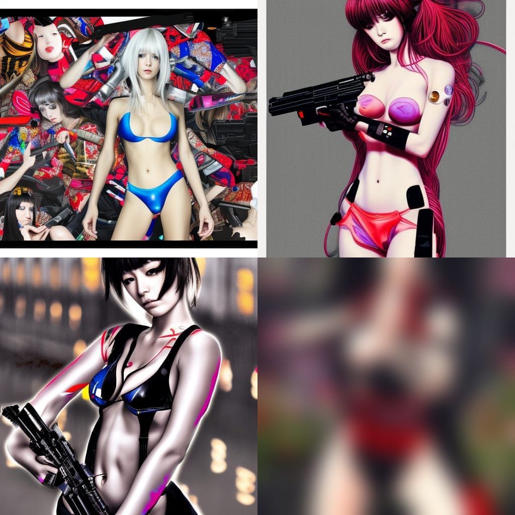 Cyborg Woman with Futuristic Kimono in Anime Style