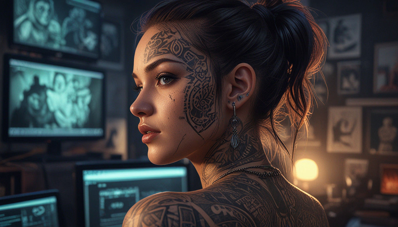 Anime Cyberpunk Goddess in Neon-Lit Shrine