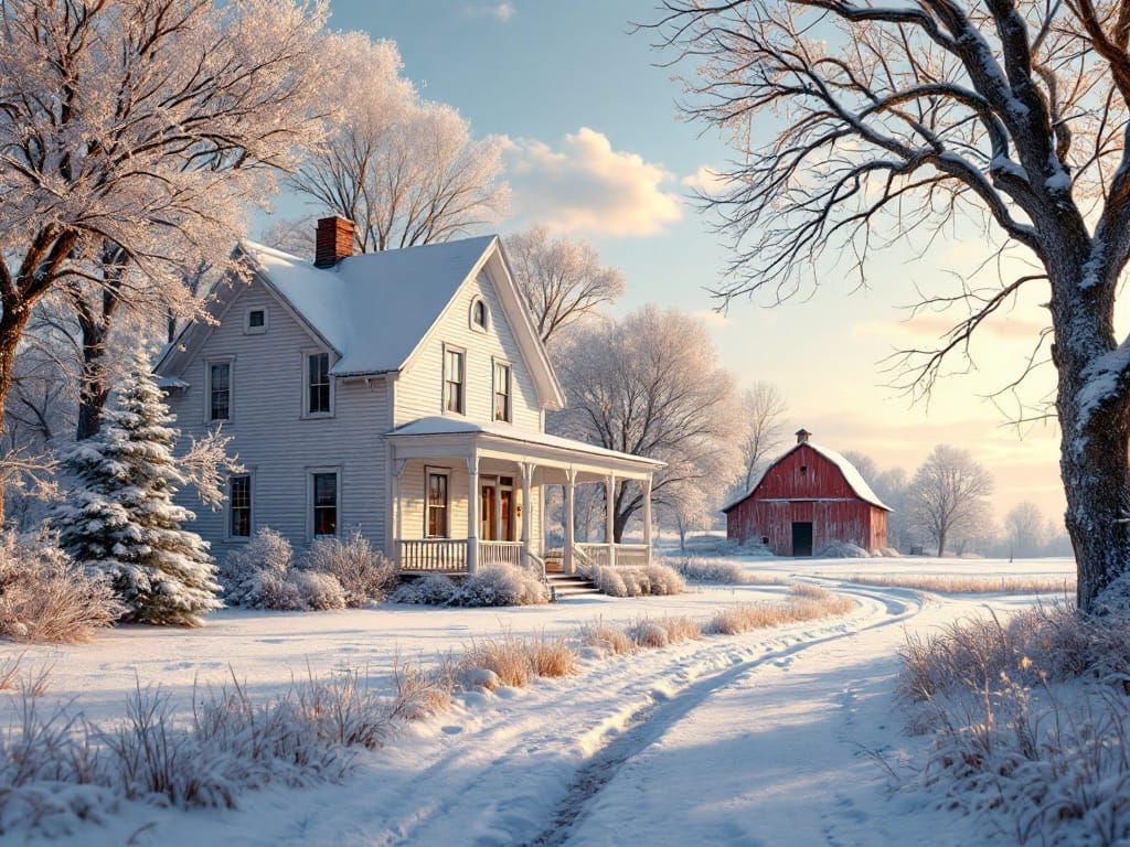 Winter Serenity in the Midwest Countryside