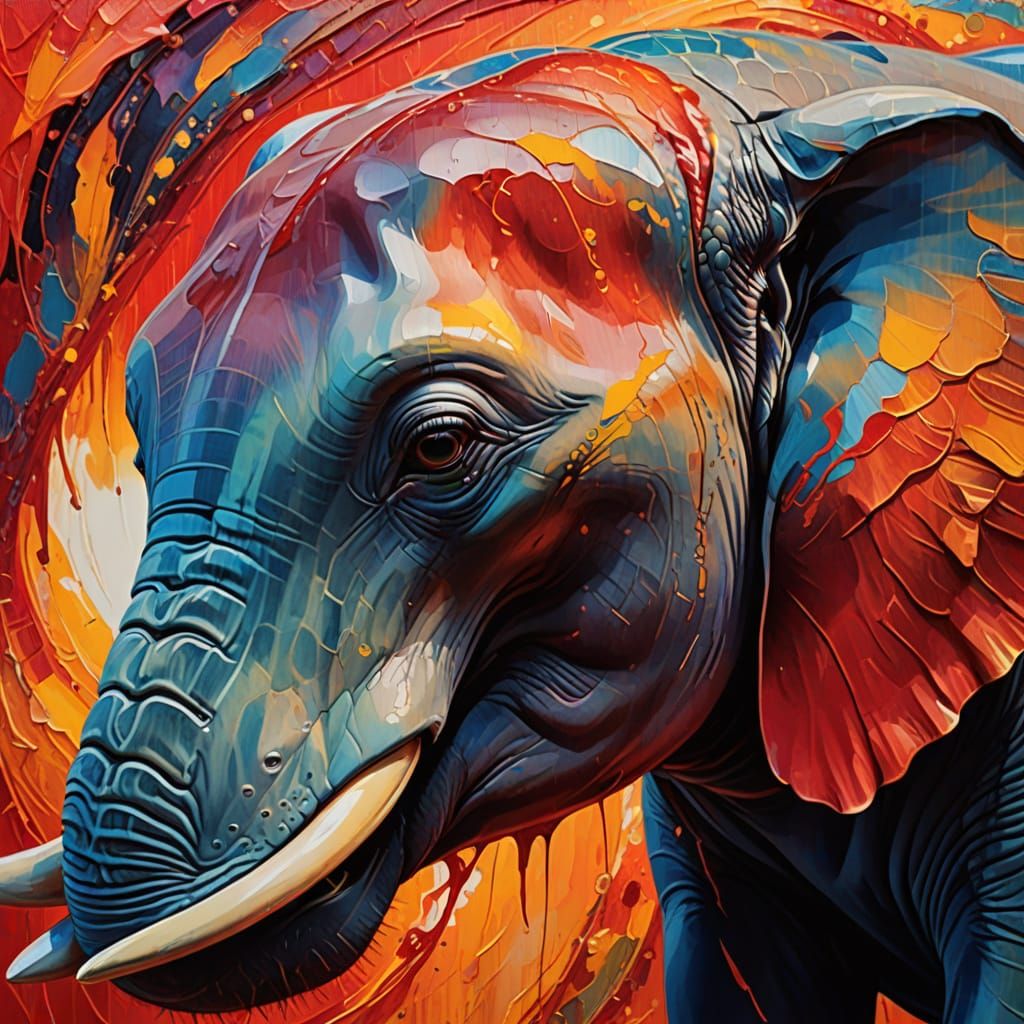 Surreal Dolphin Elephant in Fauvist Expressionism
