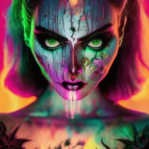 Psychedelic Horror Alien in Dark Academia Style