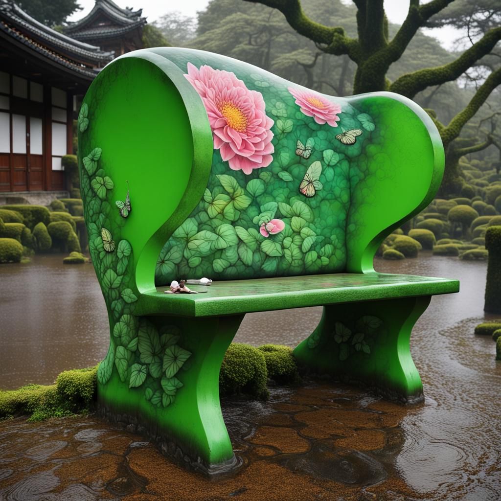 Fairy in Victorian Dress in Rainy Forest