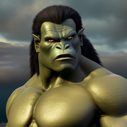 Half-Orc Barbarian Portrait in Golden Ratio