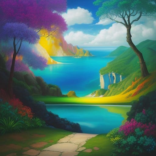 Surreal Open Door to Paradise: A Dreamlike Scene