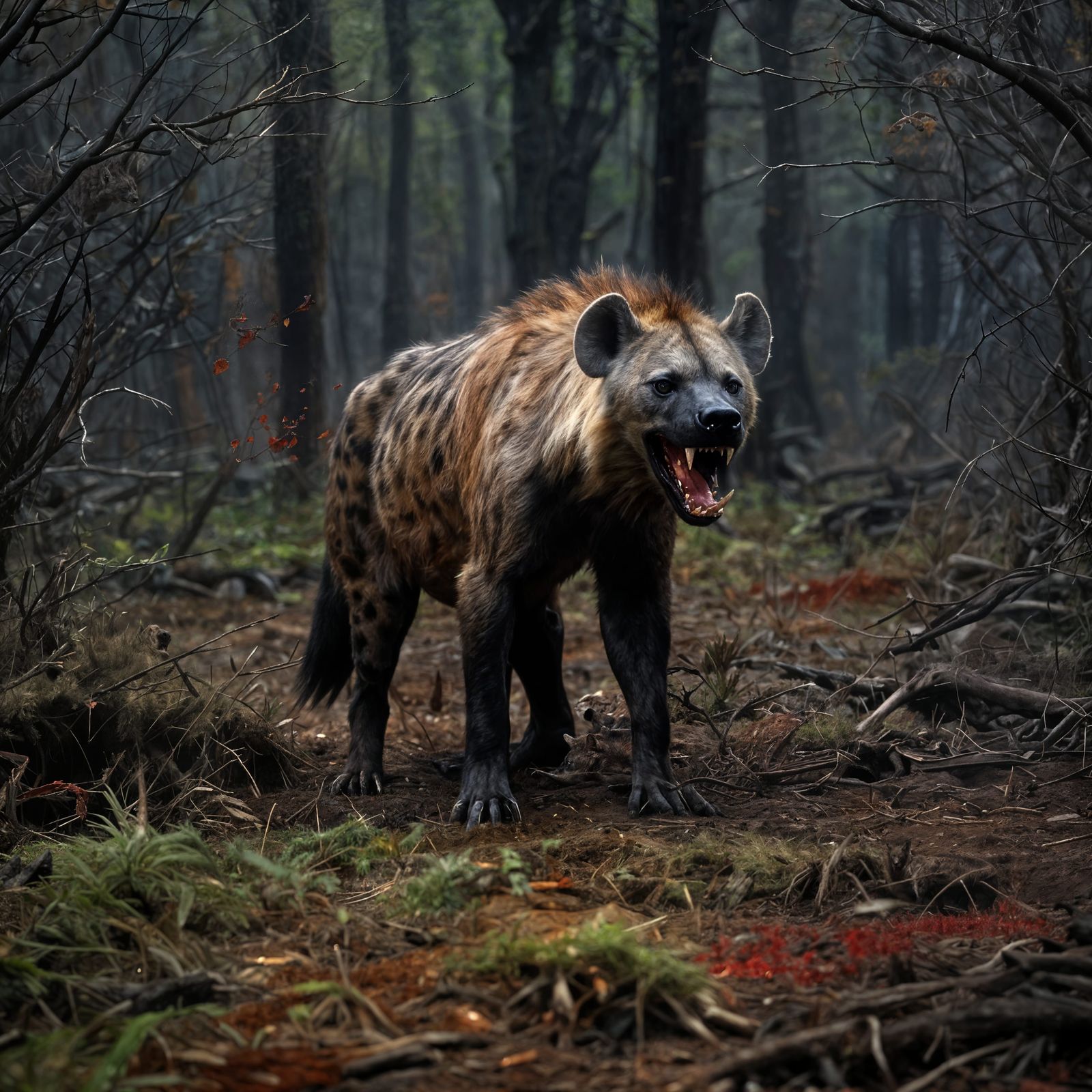 Sinister Giant Hyena in Dark Forest