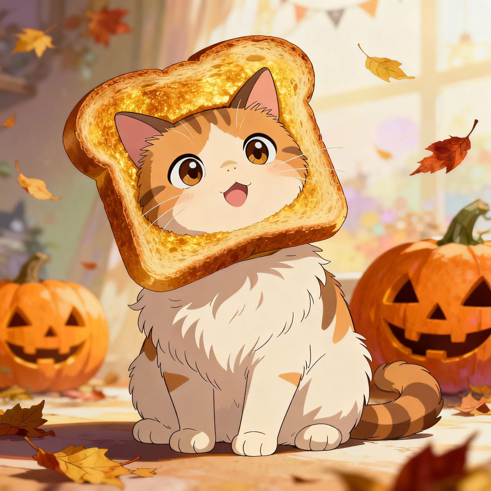 Anime Cat Wearing Toast Halloween Costume