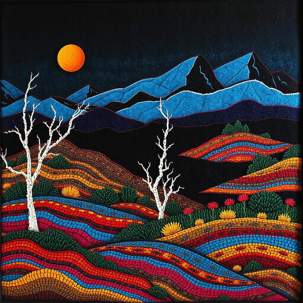 Ndebele Landscape with Fragmented Electric Neons