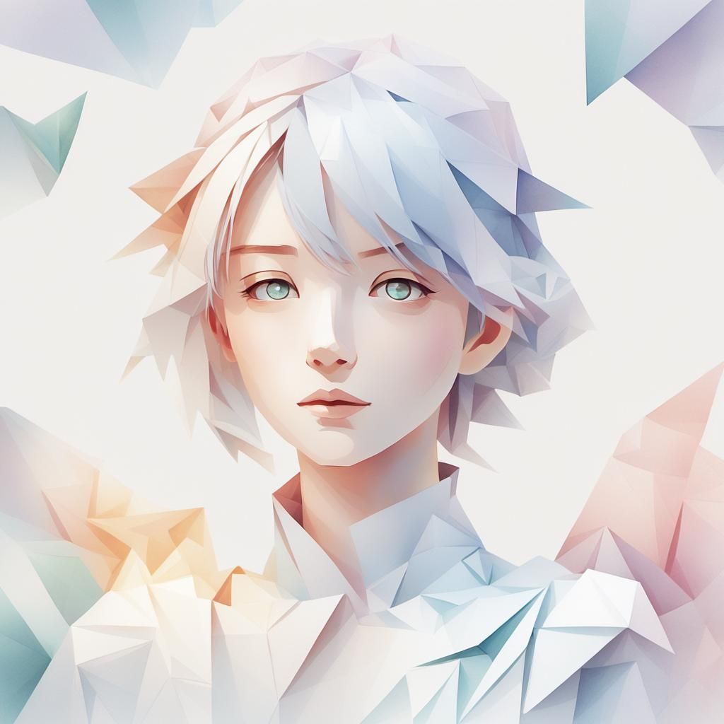 Ethereal Origami Anime Girl in Whimsical Setting