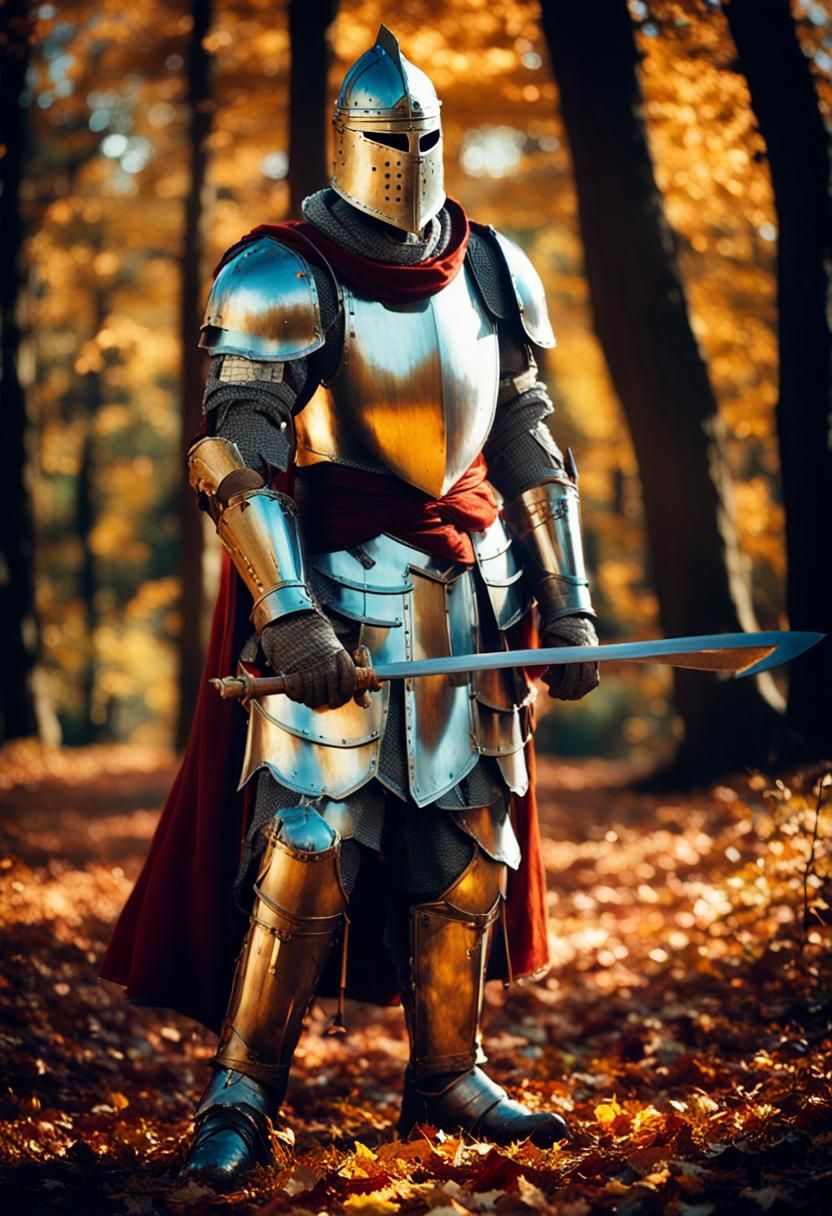 Noble Knight in Autumn Forest Film Still
