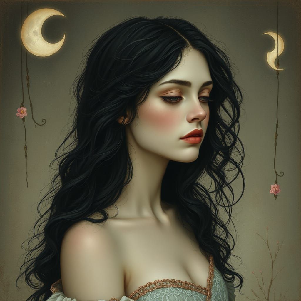 Ethereal Woman in Dreamy Surrealist Painting