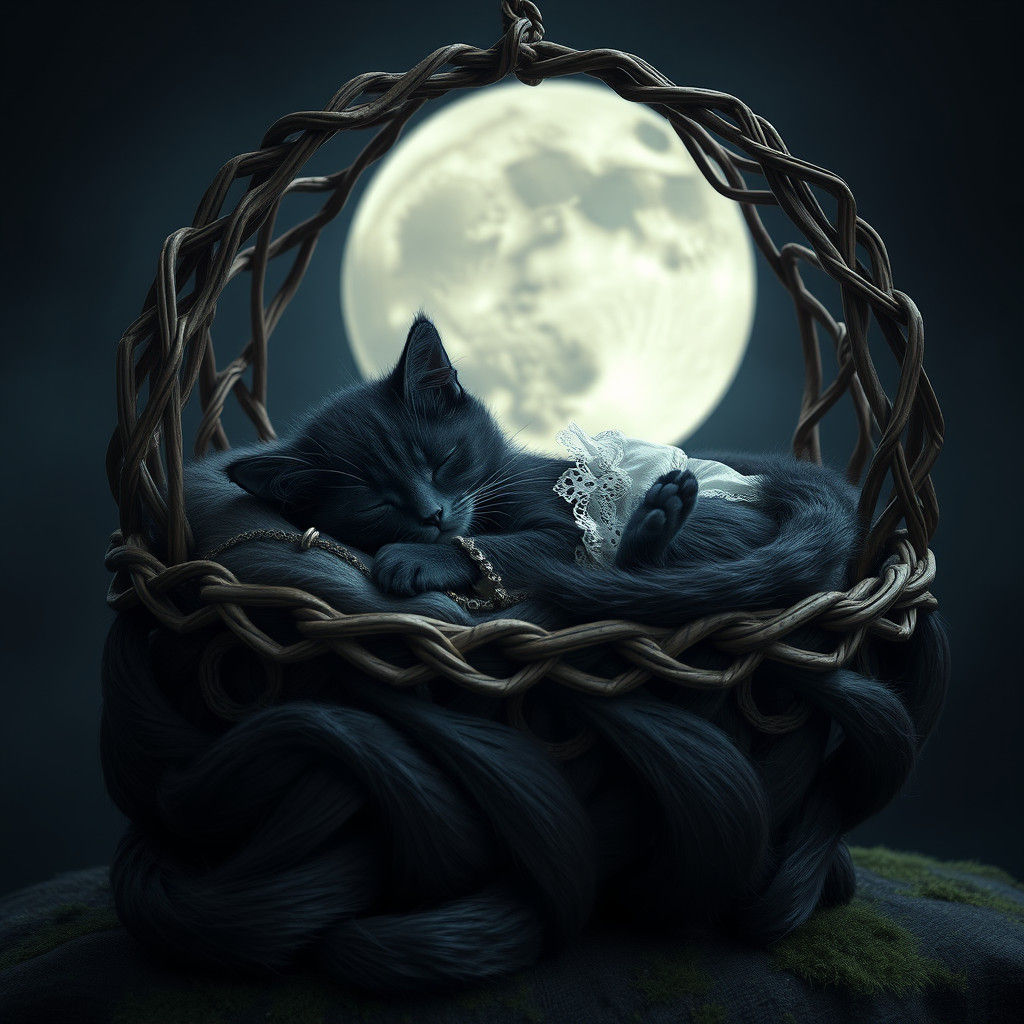 Kitten in Cradle of Cats: Fantasy Concept Art