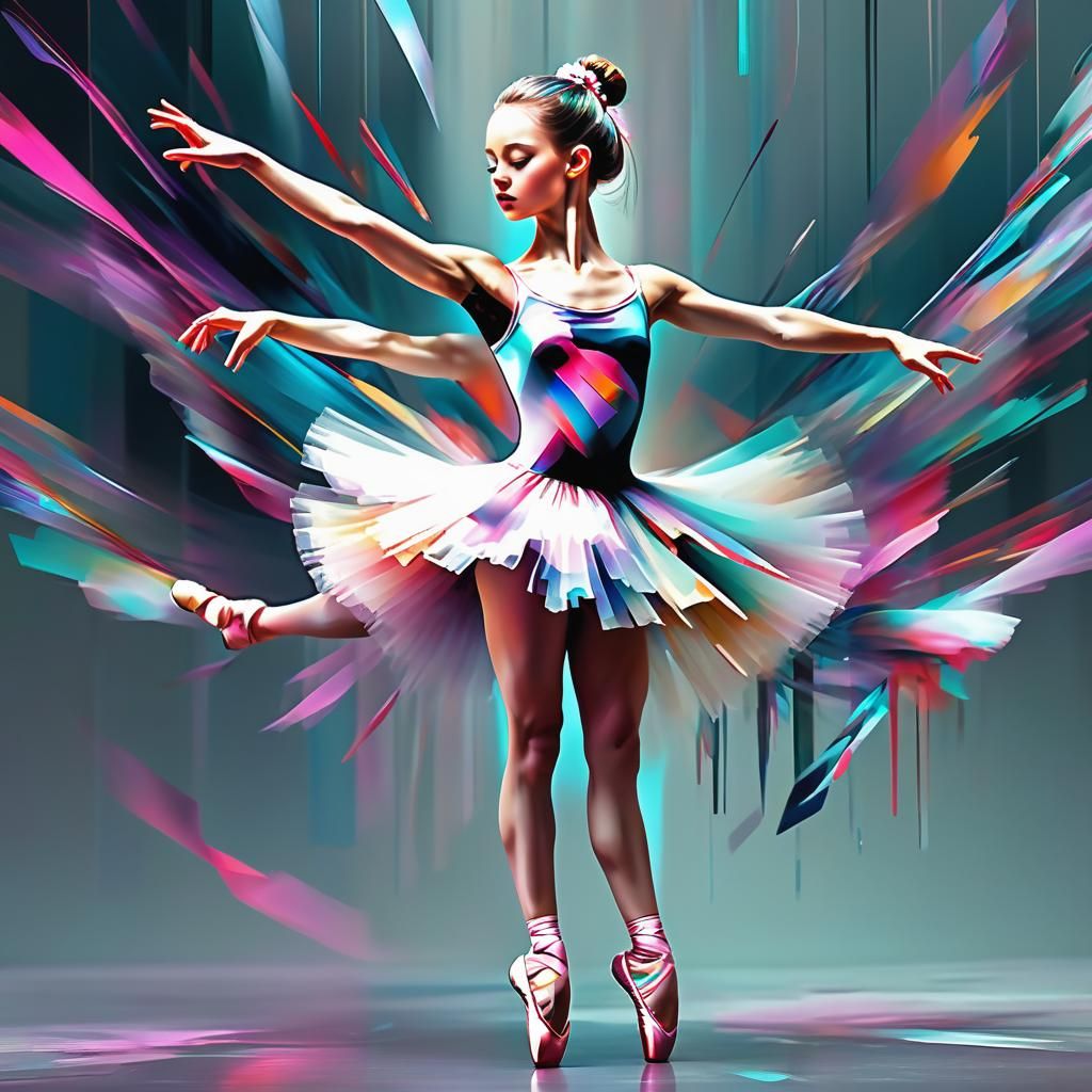 Glitch Art Ballerina Masterpiece: Digital Disruption