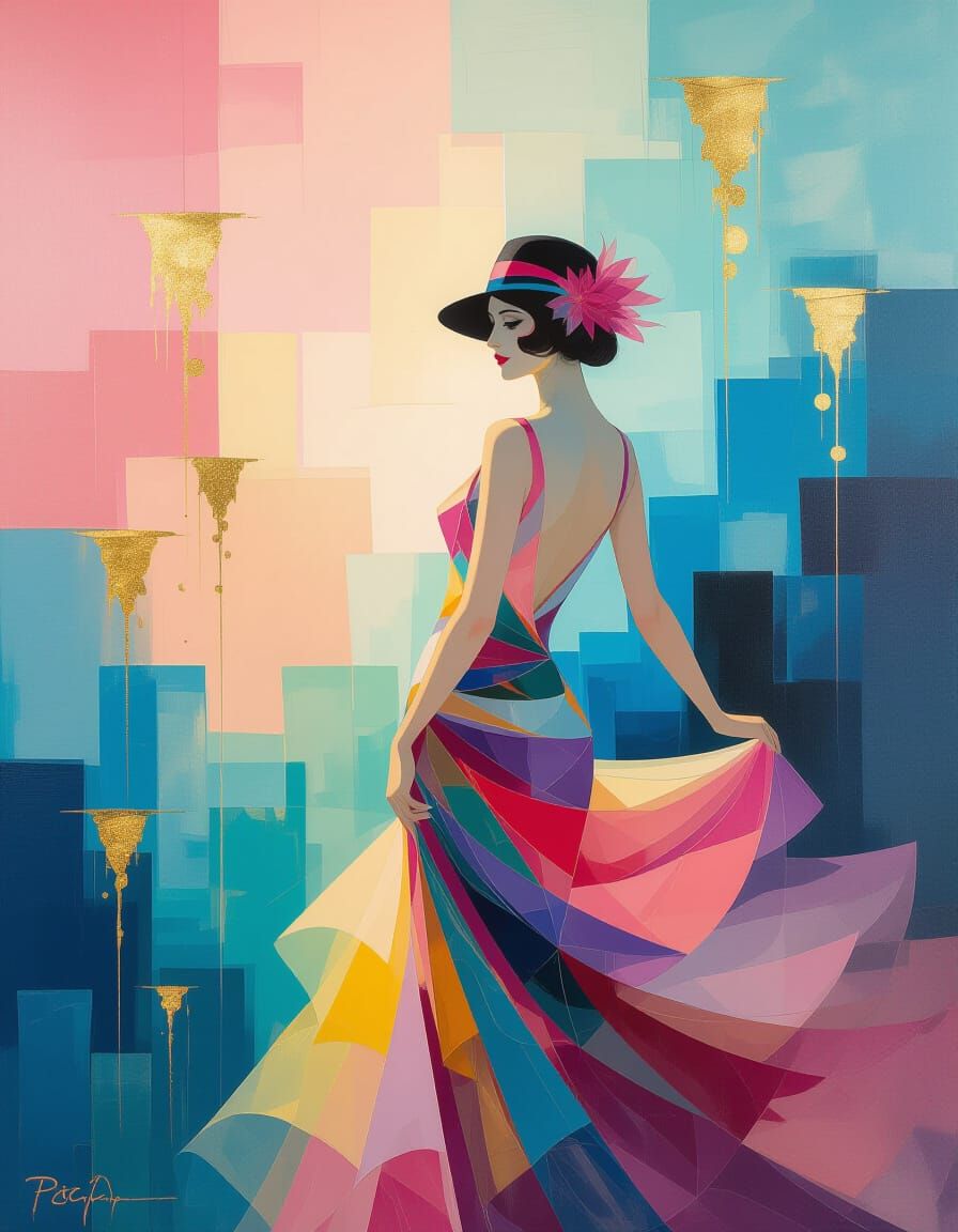 Flapper Girl in Impressionistic Metamodern Style
