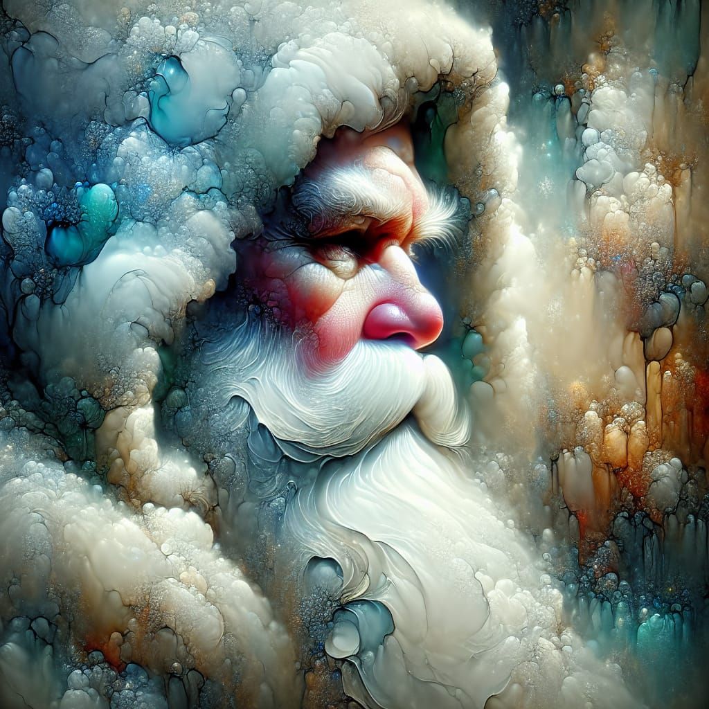 Ultra Realistic Santa Portrait in Watercolor Style
