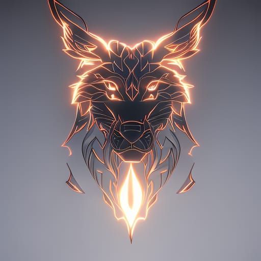 Fiery Black Wolf: Dynamic Art Nouveau Digital Portrait