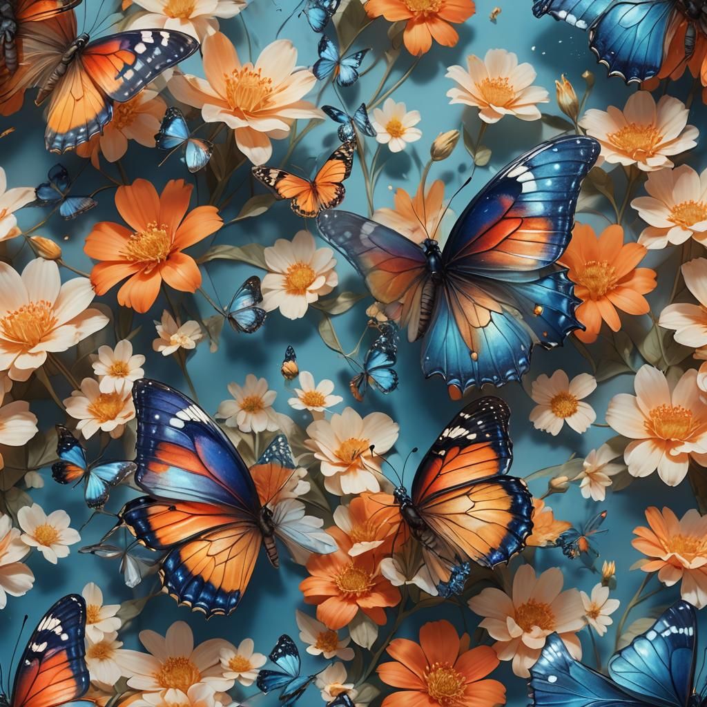 Butterfly on Flower: Fantasy Concept Art