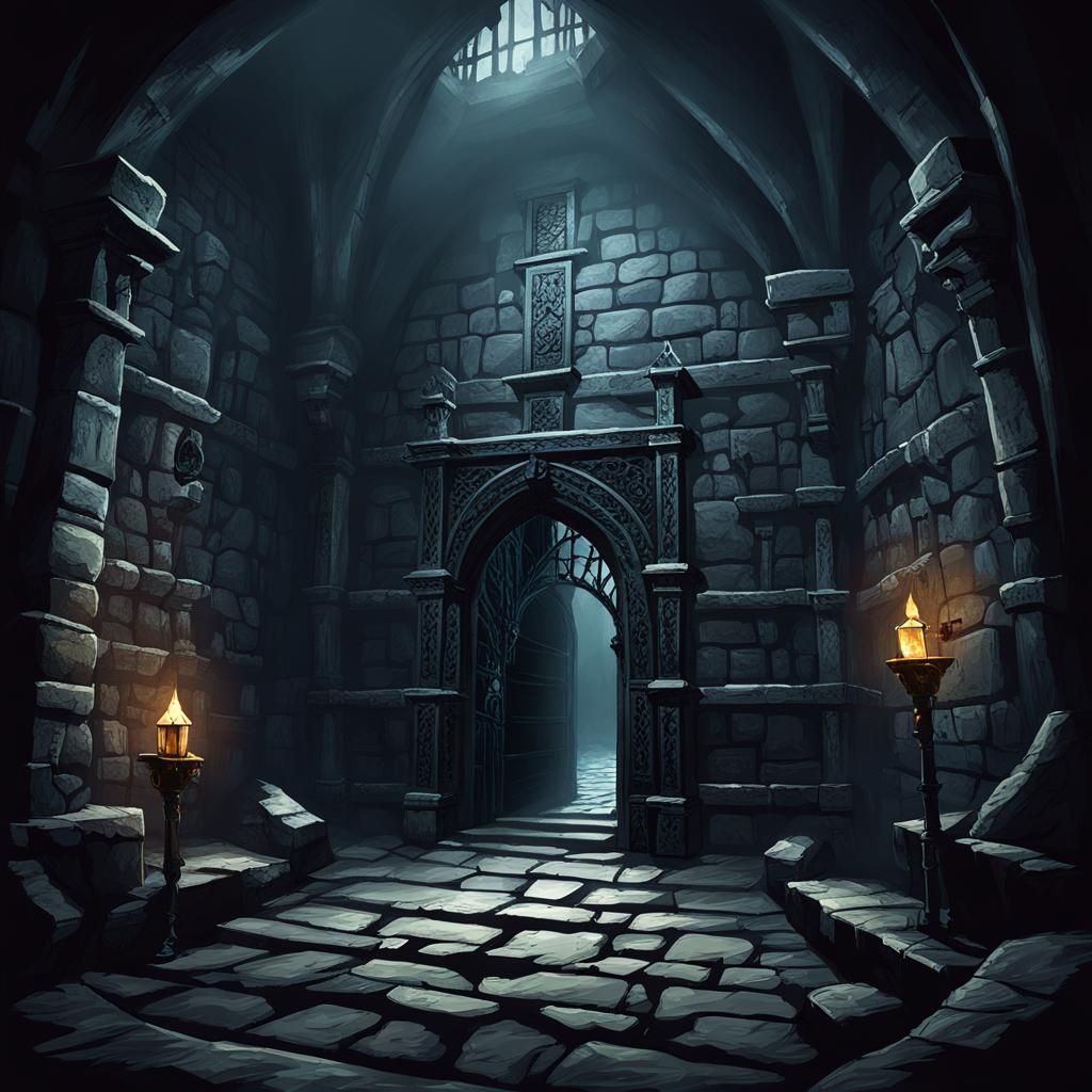 Mysterious Dungeon with Knights and Secret Passageways