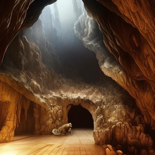 Epic Cave Painting: Dramatic and Detailed