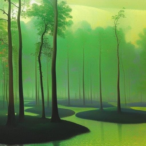 Abstract Mangrove Swamp Landscape in Suprematist Style