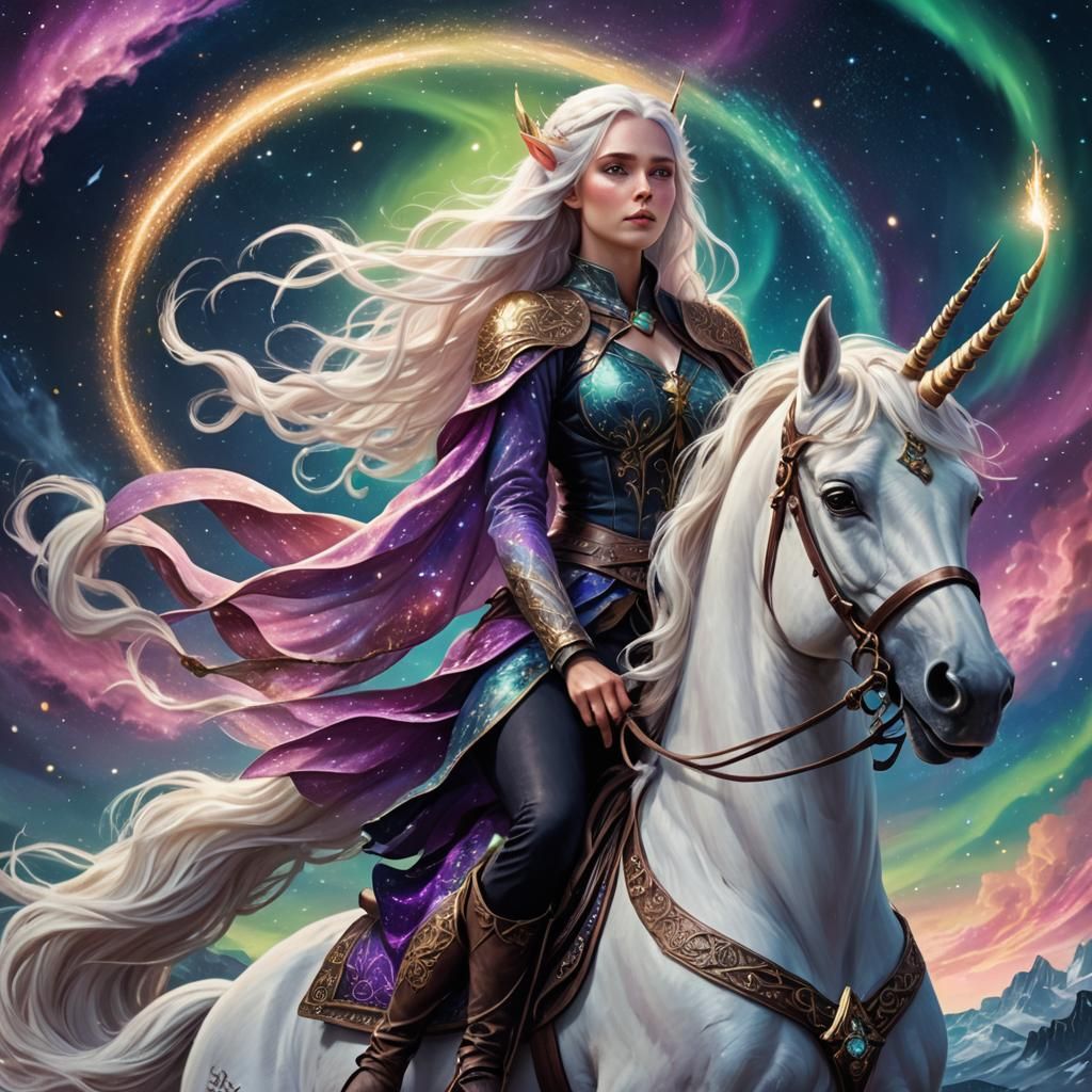 Elf on Unicorn in Space: Digital Matte Painting