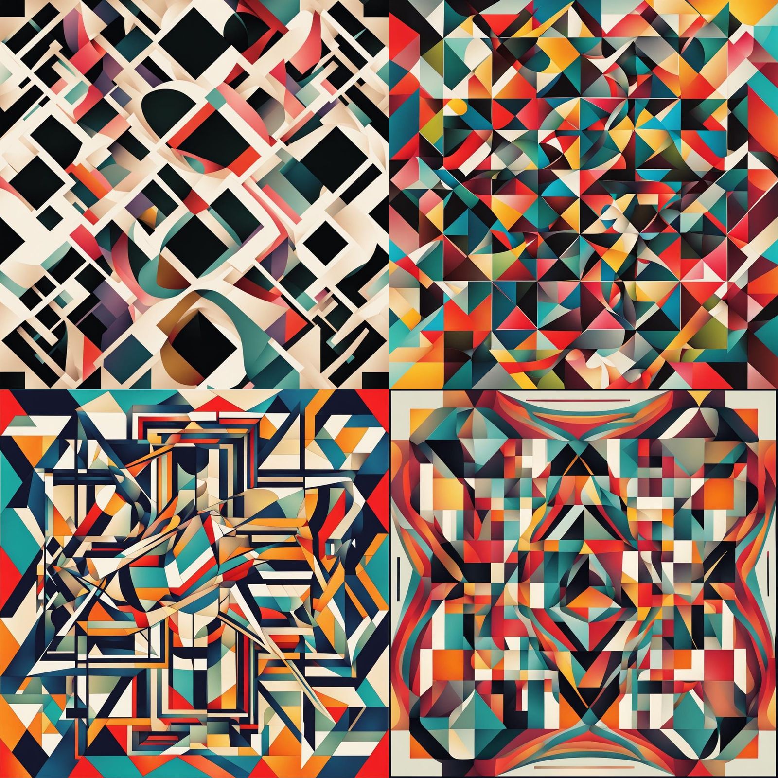 Bold Geometric Abstract Art Composition