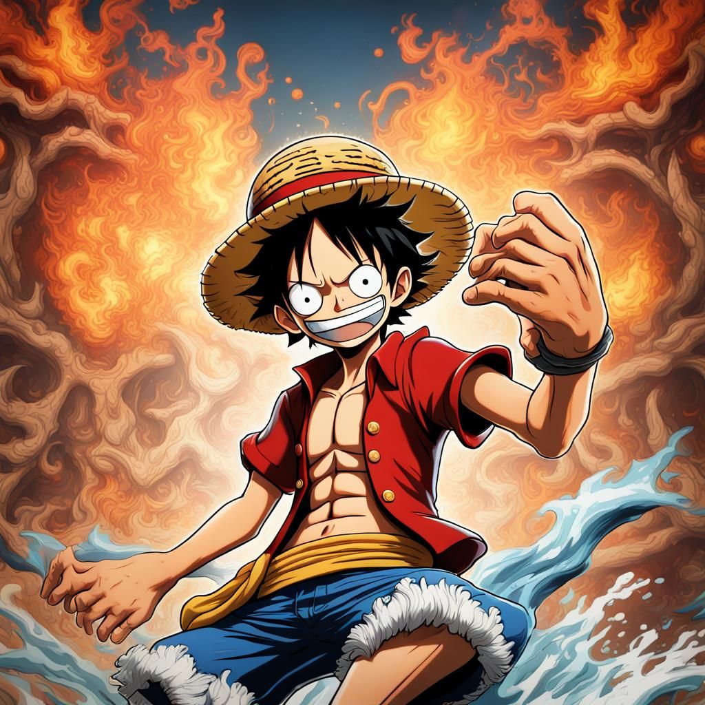 Manga Character in Luffy Style, Detailed Matte Painting