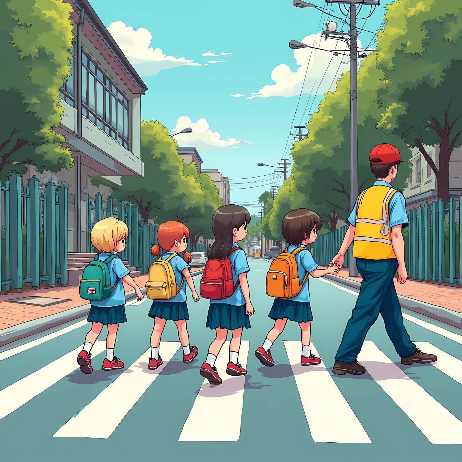 Children Walking to Green Valley Public School