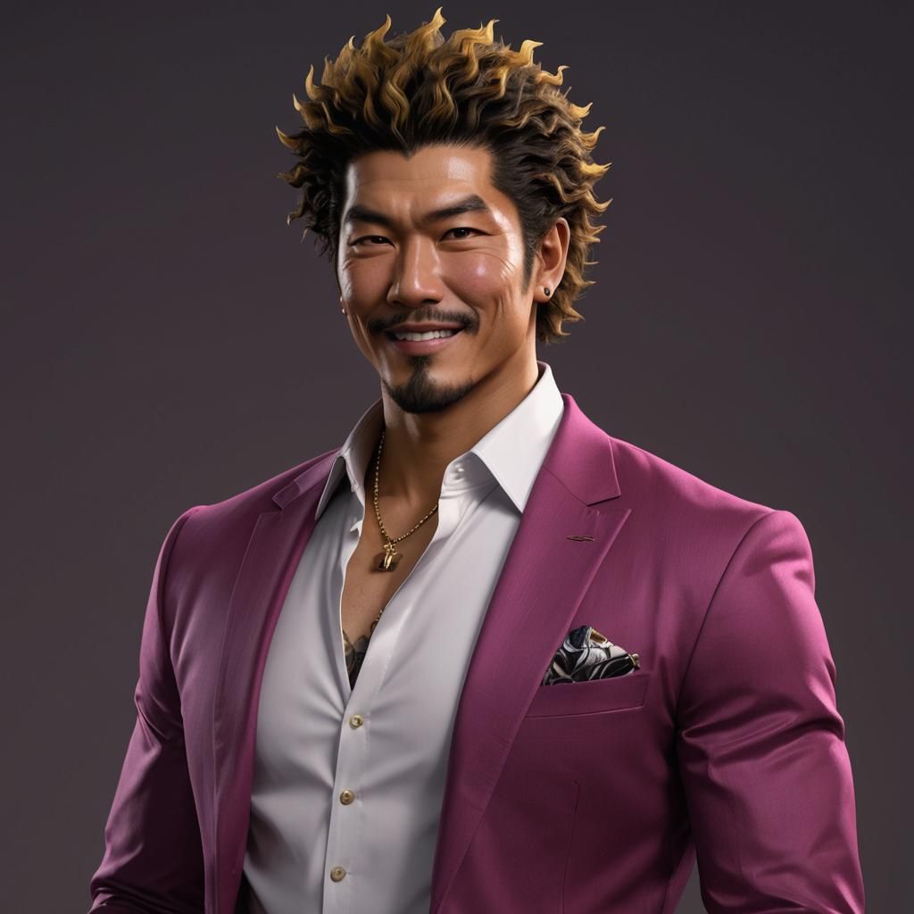 Ichiban Kasuga Portrait in Hyperdetailed Digital Art Style