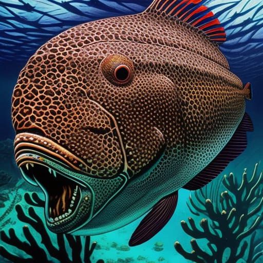 Goliath Grouper Outlaw in Underwater Comic Art