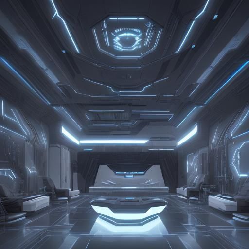 Sleek Sci-Fi Room with Neon Lights