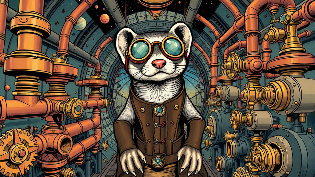 Steampunk Space Ferret in Victorian Station