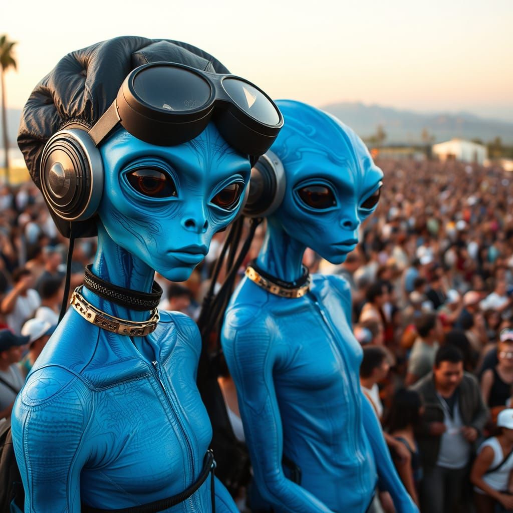 Blue Aliens Arrive at Coachella in Photorealistic Style