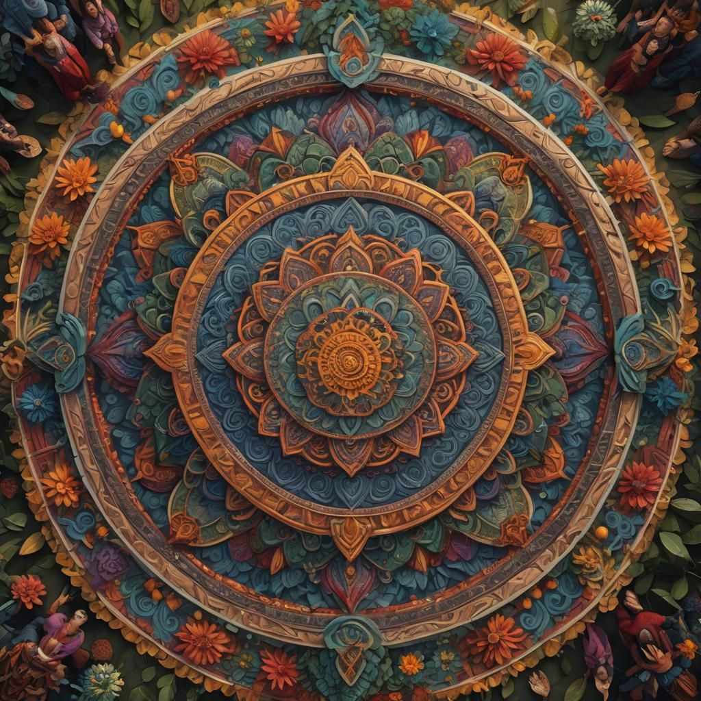Collaborative Mandala: A Detailed Fantasy Art Concept