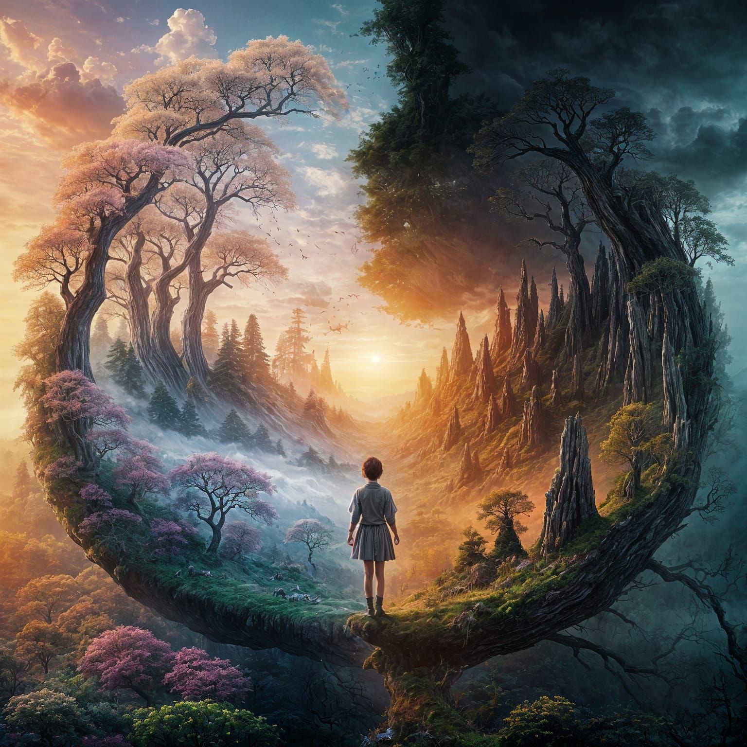 Yin and Yang: A Split Surreal Landscape