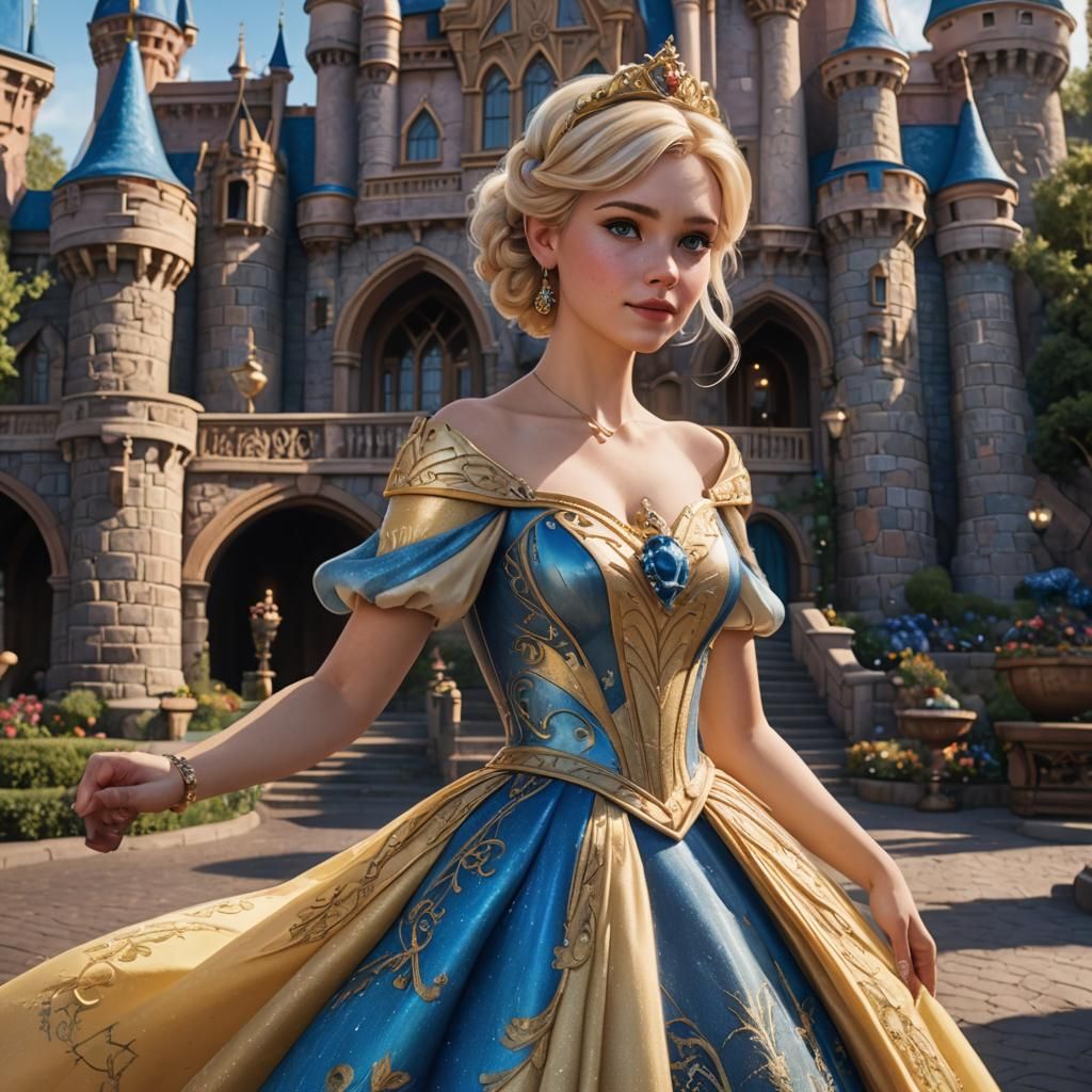 Bulgarian Girl in Disney Dress at Disneyland Ball