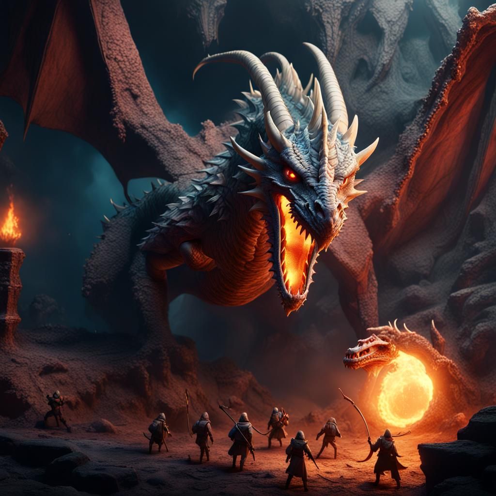 Dragon Lair Ambush: Fantasy Concept Art in 8K