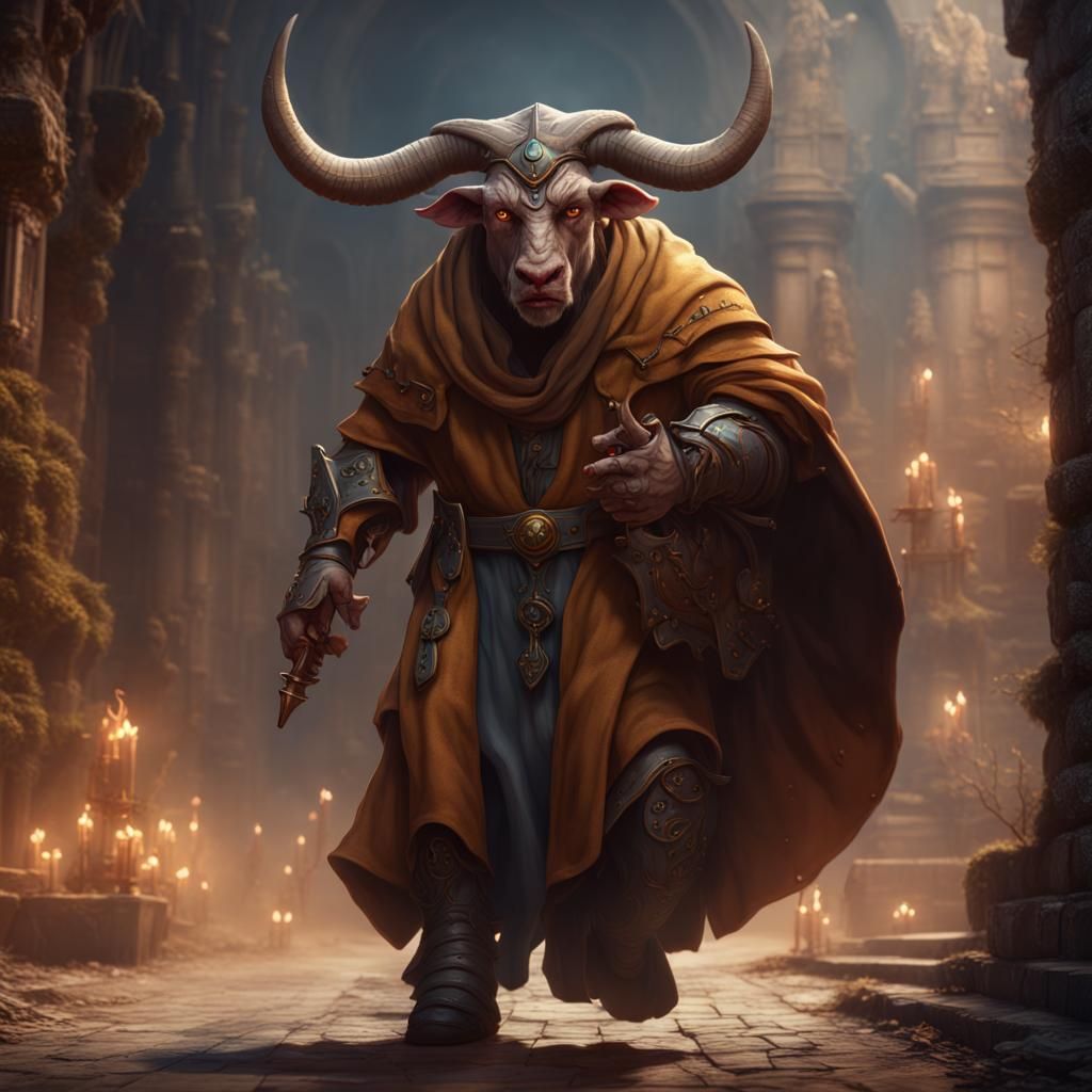 Minotaur Cleric Attends Wizard School: Detailed Matte Painti...