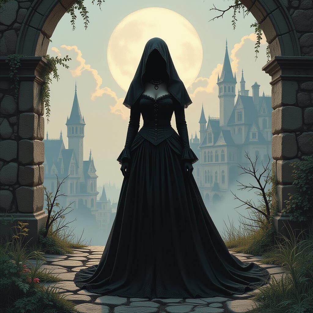 Mysterious Woman in Horror Style