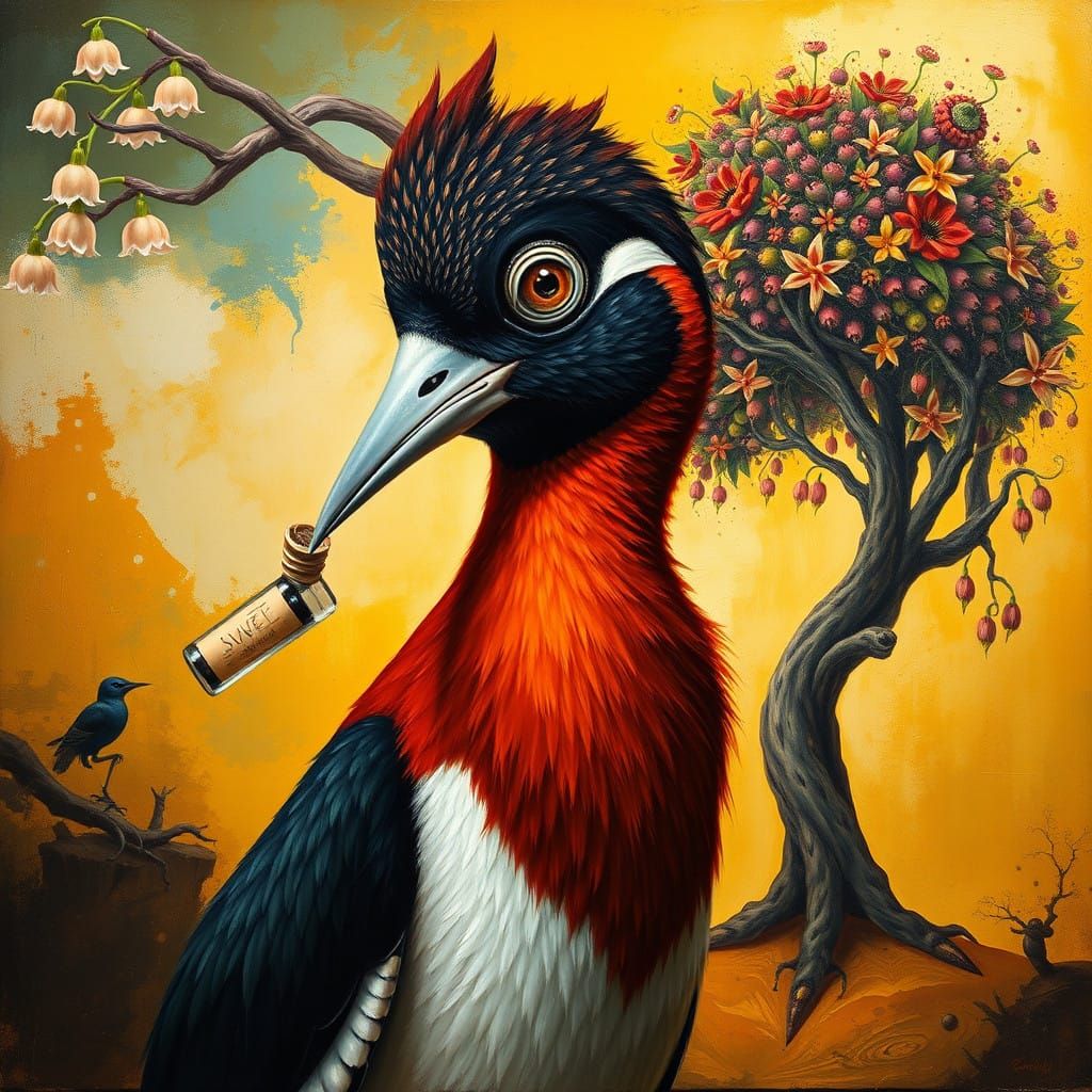 Mystical Lapwing Carries Secrets in a Whimsical, Surrealist...