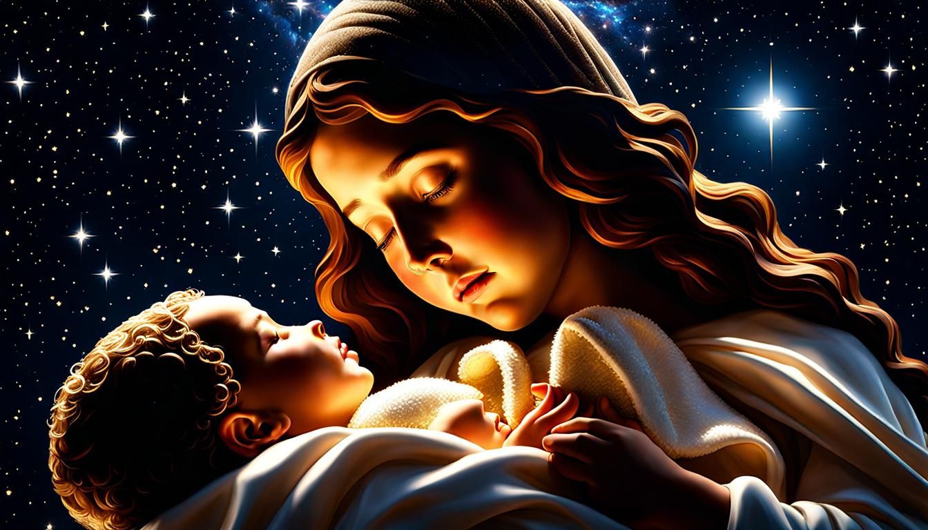 Nativity Scene in Renaissance Style with Luminous Details