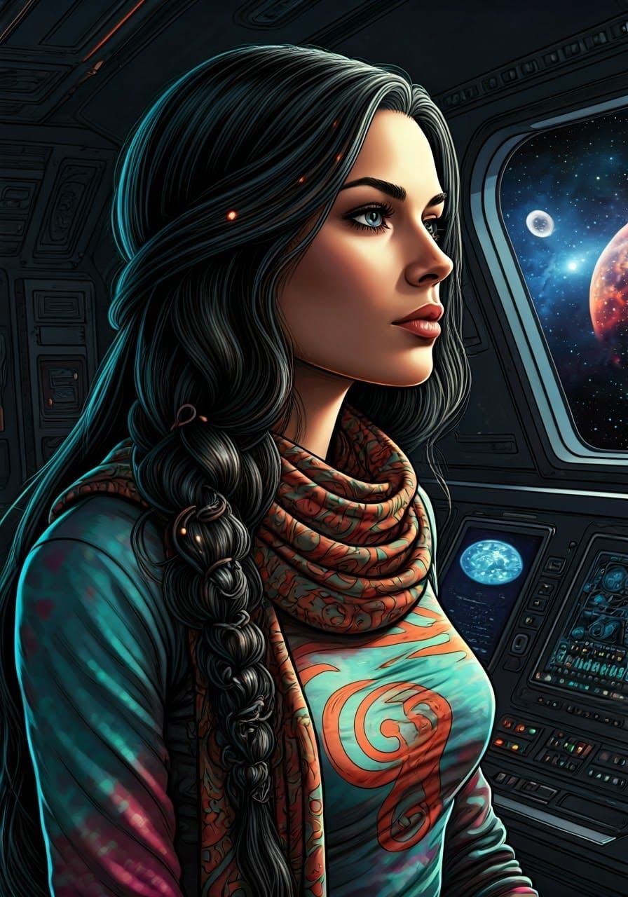 Ethereal Starship Officer in Futuristic Style