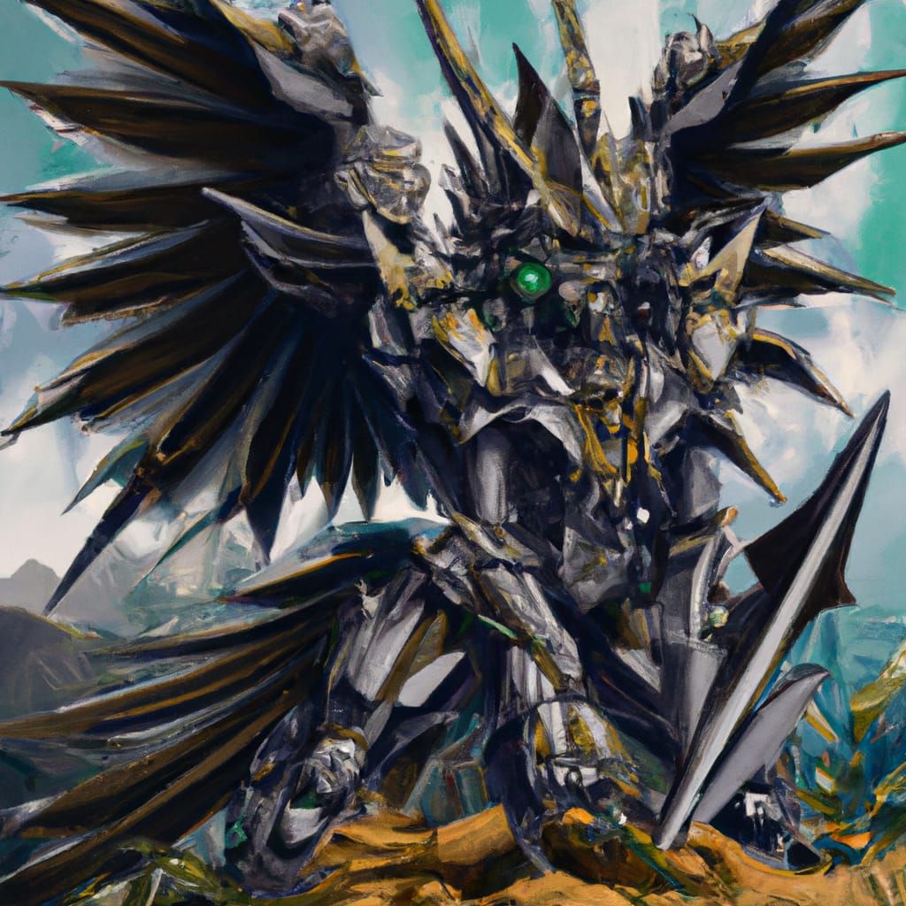 Anime Warrior with Energy Wings and Sword