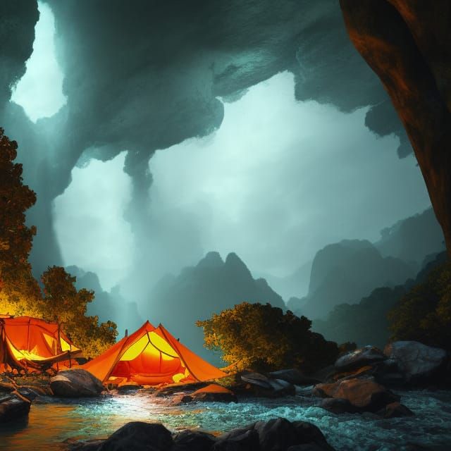 Campers Save Campfire in Stormy Forest