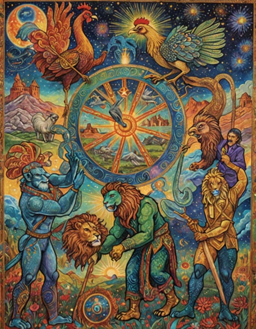Visionary Art: Hand of God Turns Cosmic Wheel