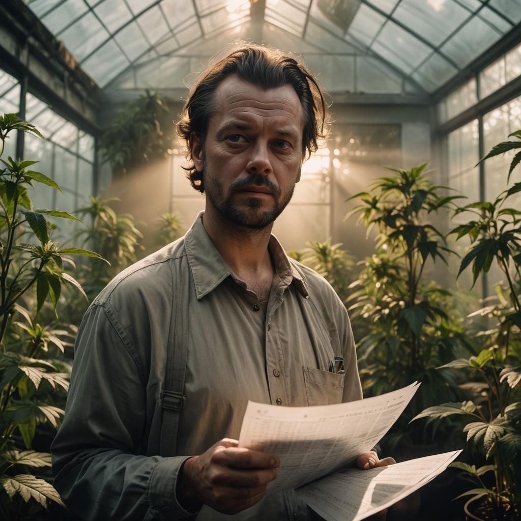 Cannabis Farmer Portrait in Film Noir Style