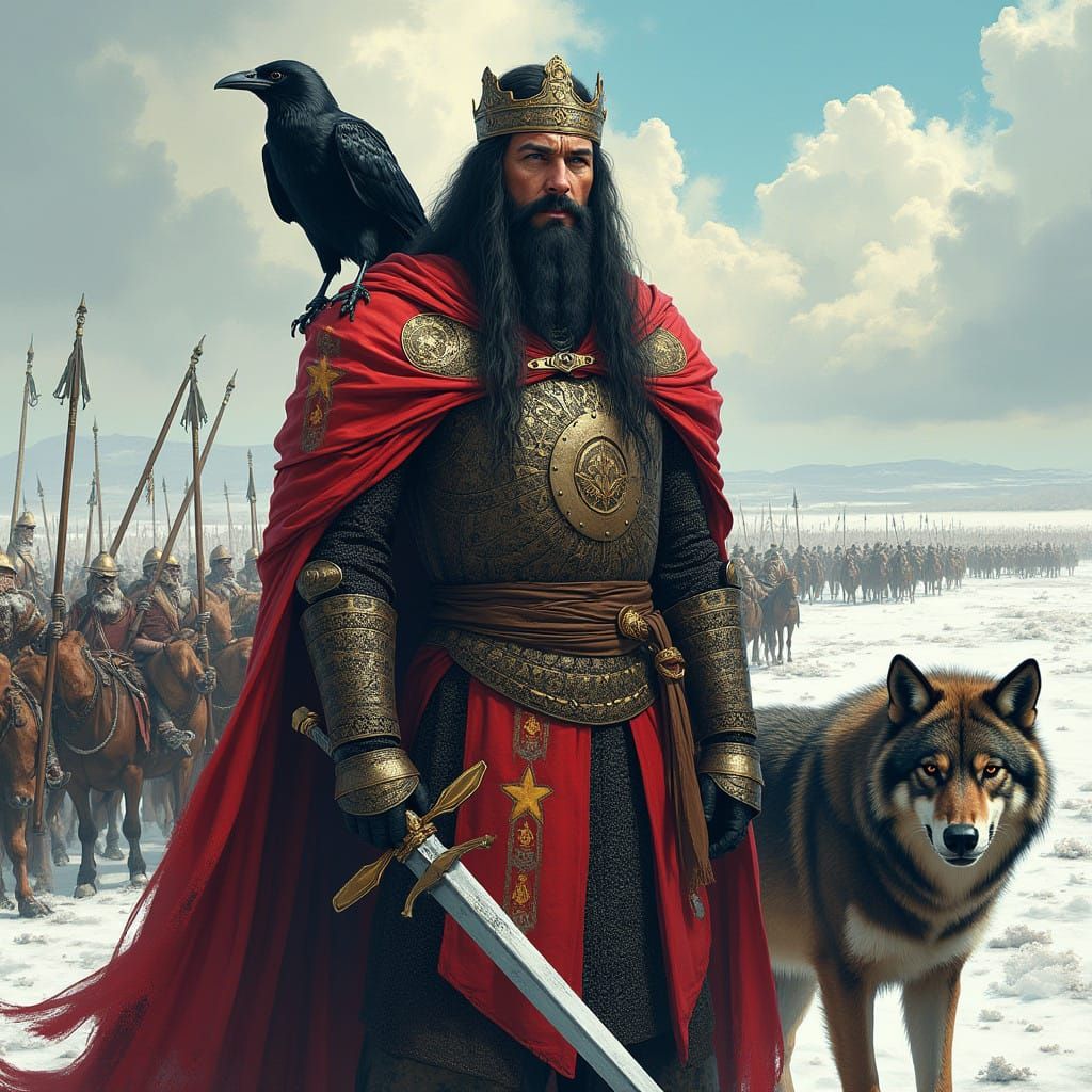 Confident Medieval Warrior in 11th-Century Slavic Chain Mail