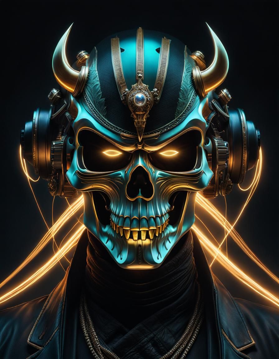 Arcane Punk Skull Mask with Light Trails