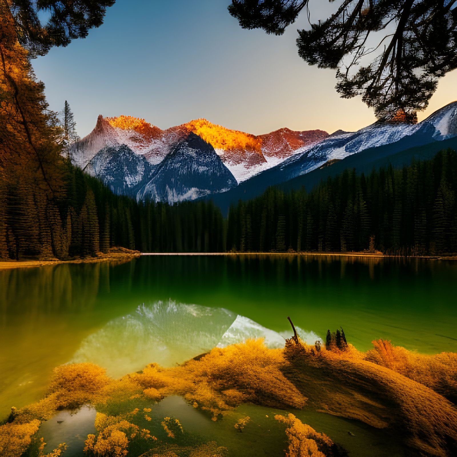 Dark Mode Nature Scene at Golden Hour